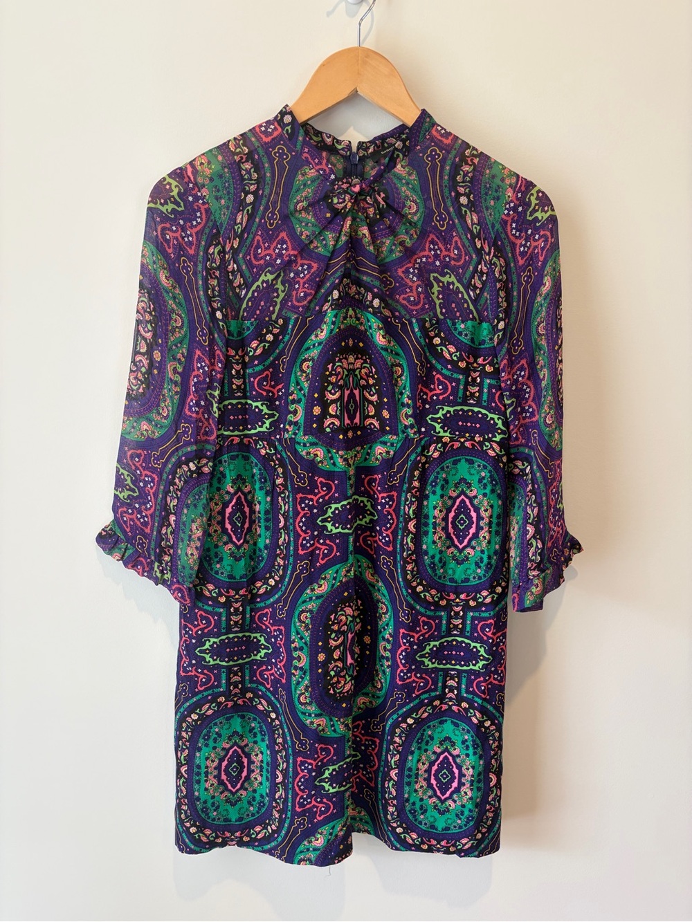 Nanette Lepore Green & Purple Paisley Tunic Dress
